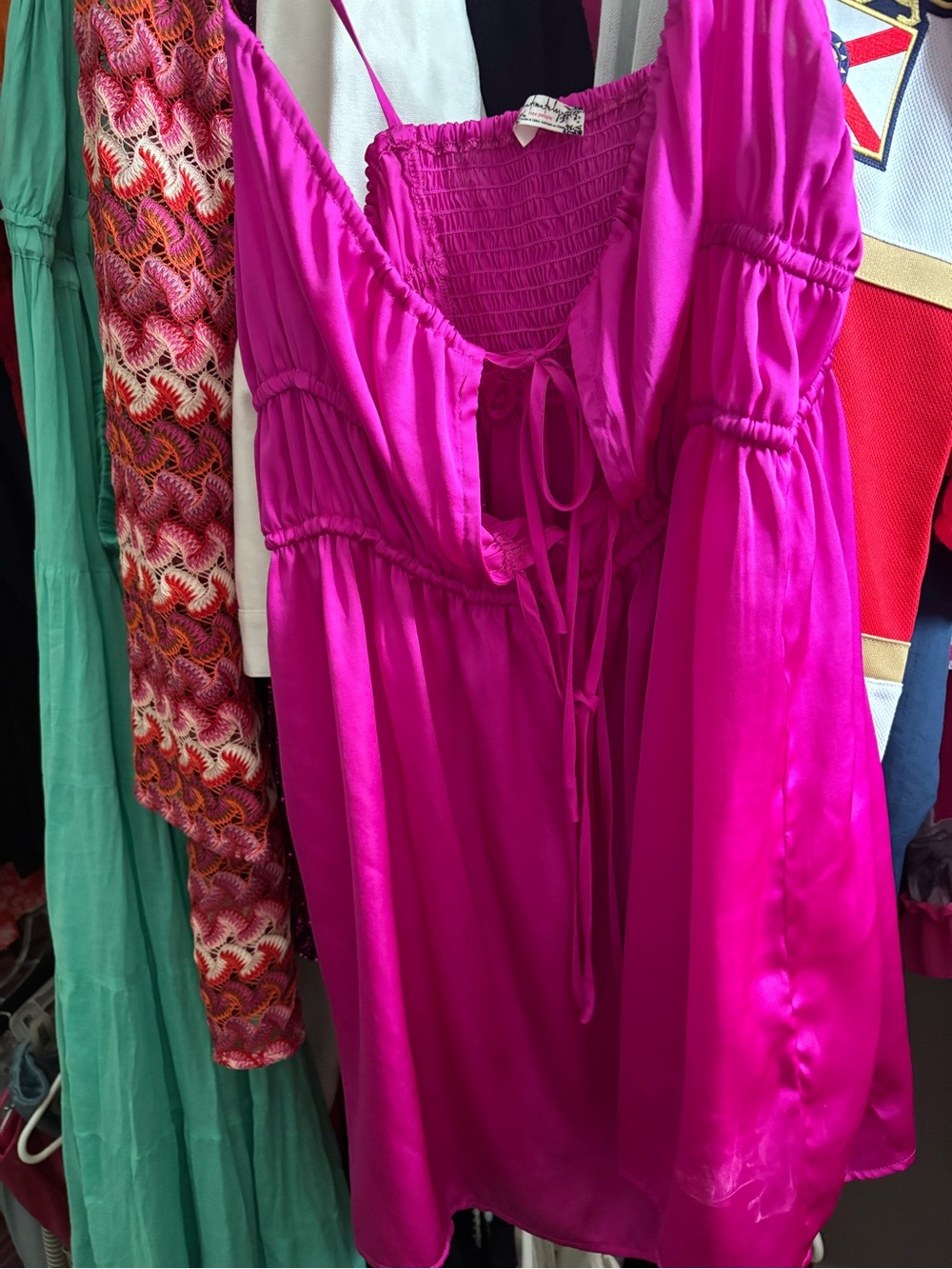 Free People Hot Pink Off-Shoulder Mini Dress